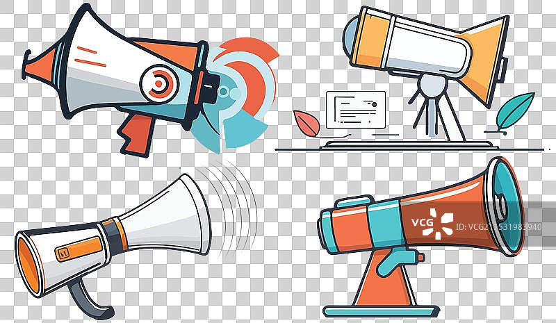 使用扩音器耳机进行数字营销图片素材