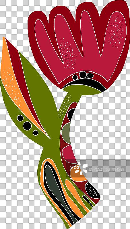 花卉风格化民间艺术元素，天真风格图片素材