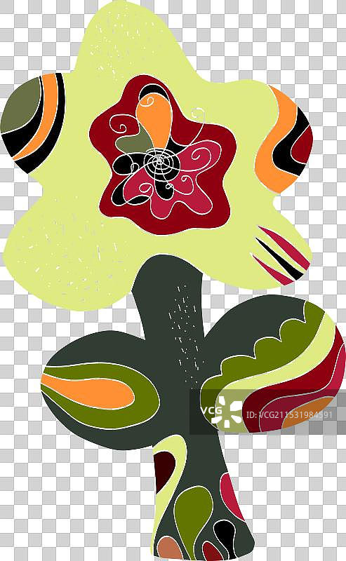 花卉风格化民间艺术元素，天真风格图片素材