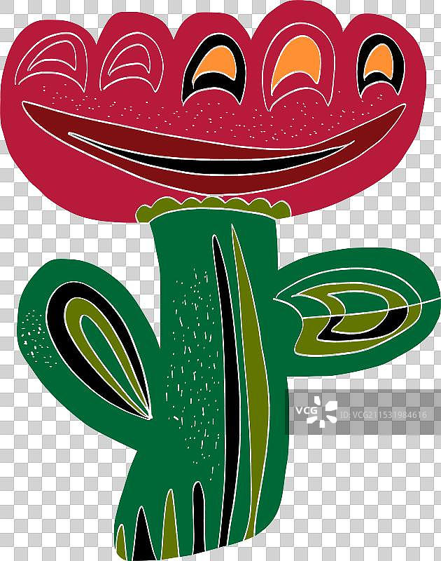 花卉风格化民间艺术元素，天真风格图片素材