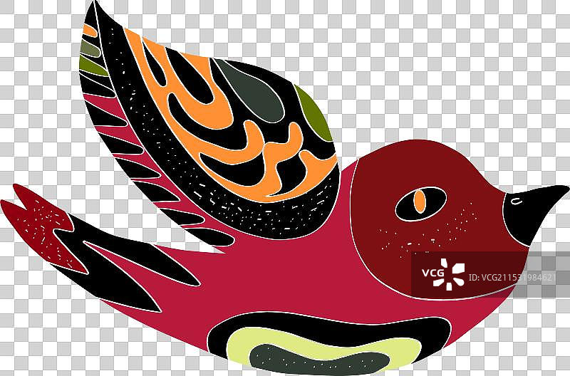 鸟类风格化民间艺术元素，天真风格图片素材