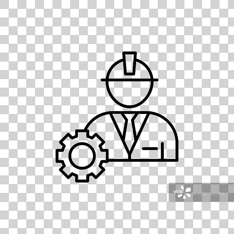 土木工程师线条图标，背景为白色图片素材