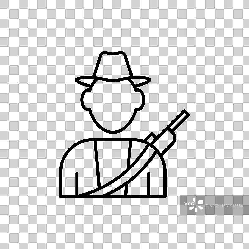 猎人线条图标，背景为白色图片素材