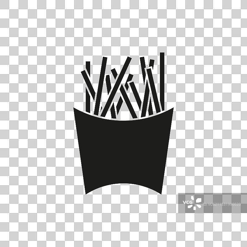 黑色快餐薯条图标剪影图片素材