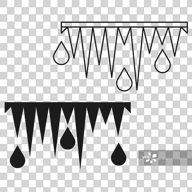 冰柱和水滴图标 冬季冰冻符号图片素材