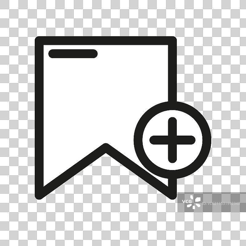 简单的书签图标设计，带有加号符号图片素材