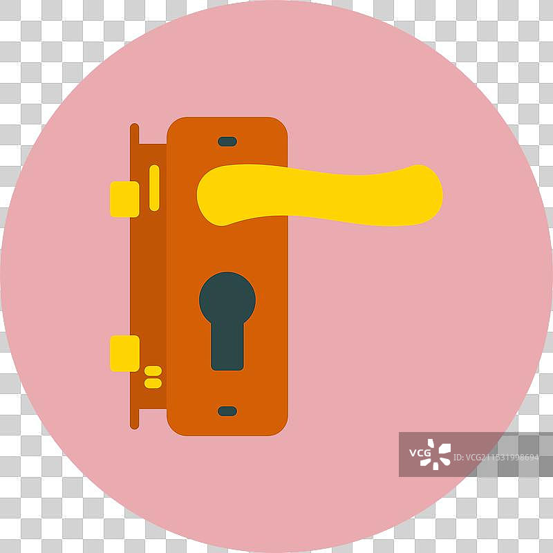 门把手和锁的扁平圆形图标图片素材