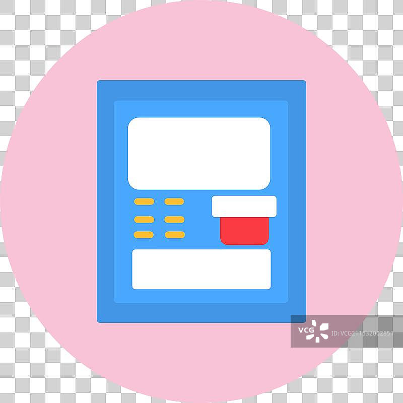 ATM机扁平圆形图标图片素材