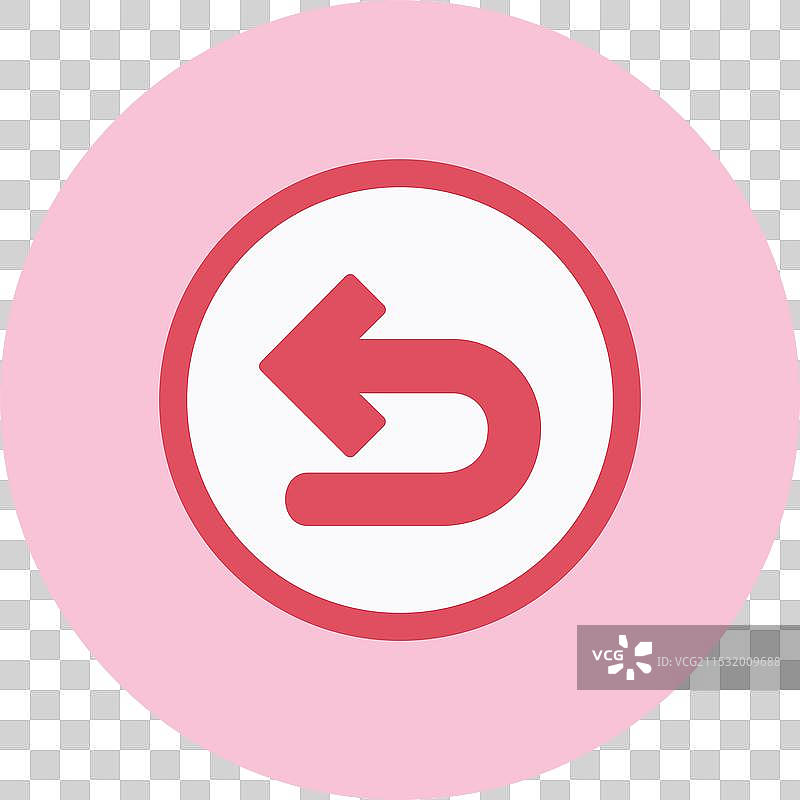 左转箭头平面圆形图标图片素材