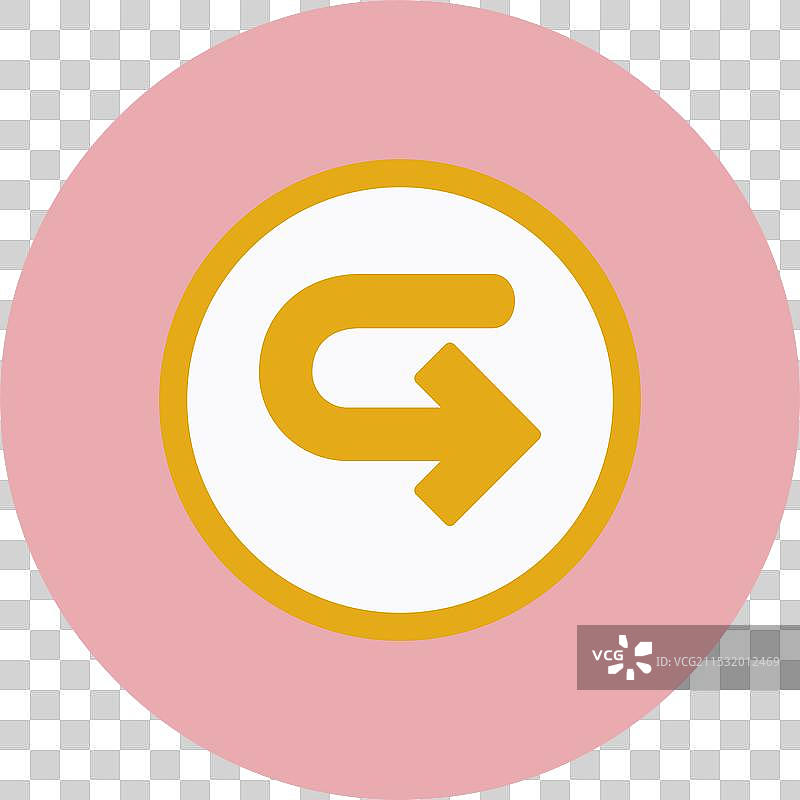 右转箭头扁平圆形图标图片素材