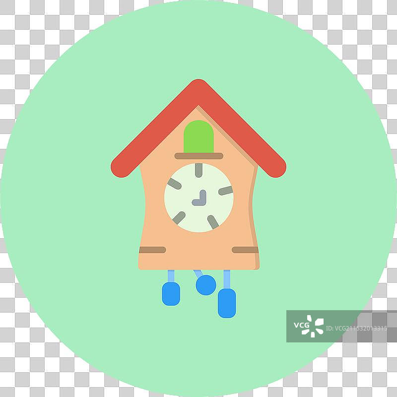 布谷鸟钟扁平圆形图标图片素材