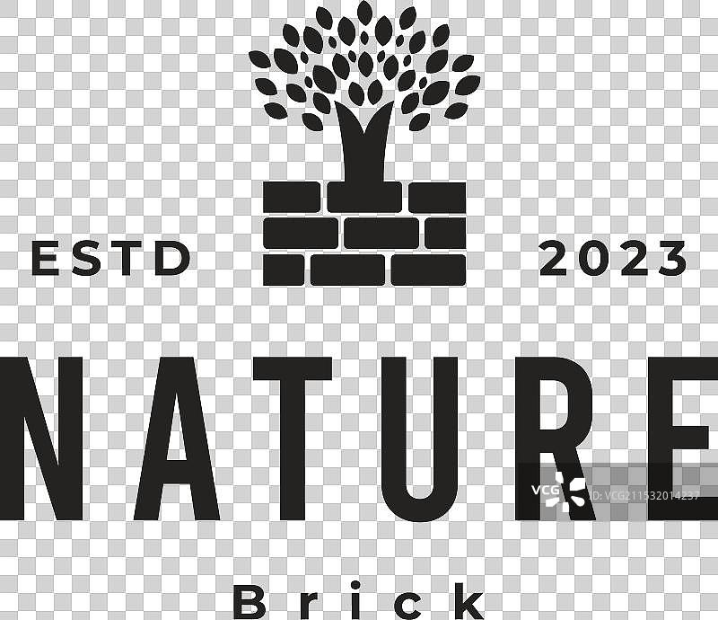 城市生态标志设计，树木与砖块的标志设计图片素材