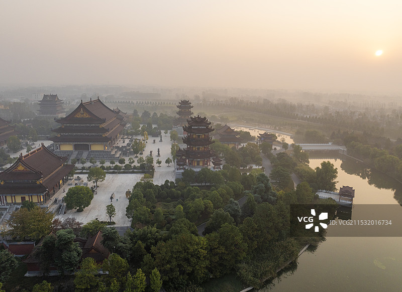 河南省驻马店市汝南县南海禅寺航拍图片图片素材
