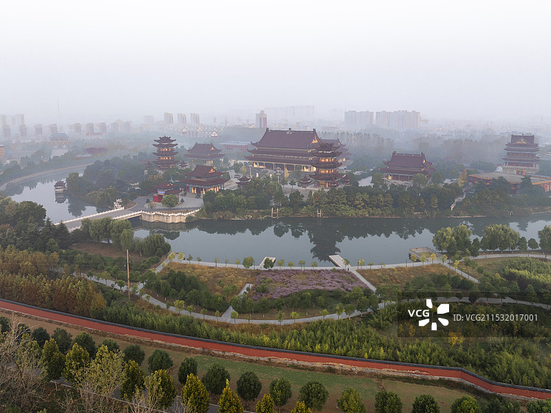 河南省驻马店市汝南县南海禅寺航拍图片图片素材