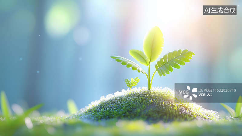 【AI数字艺术】春天植物的新芽图片素材