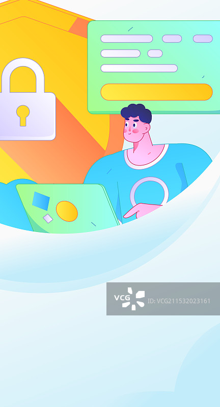 商务网络安全人物扁平矢量概念运营手绘插画图片素材