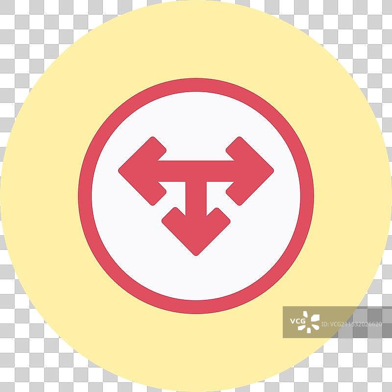 T型交叉口平面圆形图标图片素材