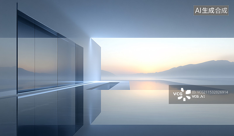 【AI数字艺术】简约大气风格建筑，室内空间图片素材