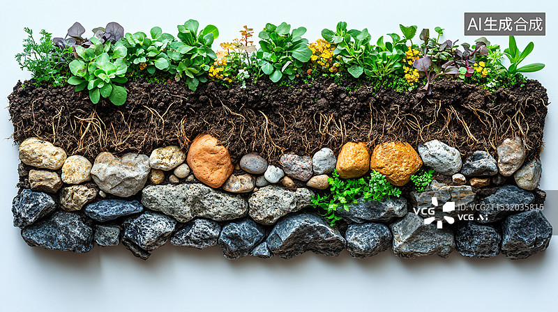 【AI数字艺术】土壤分层，土壤层，地质学图片素材