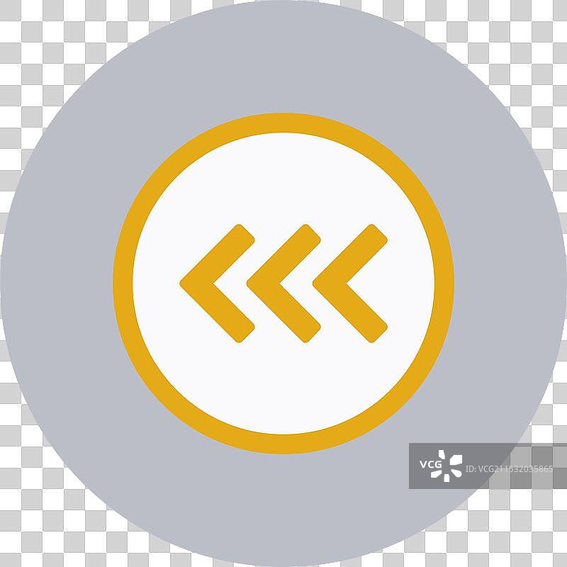 快速倒退箭头平面圆形图标图片素材