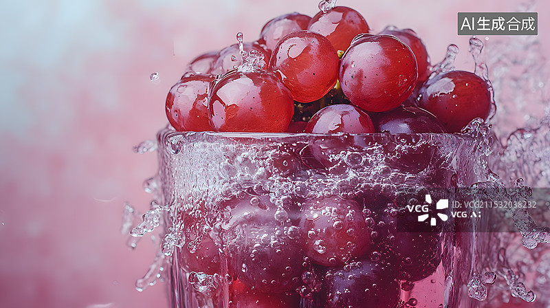【AI数字艺术】紫色葡萄汁水果食物图片素材