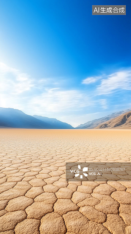 【AI数字艺术】干裂的土地与远山图片素材