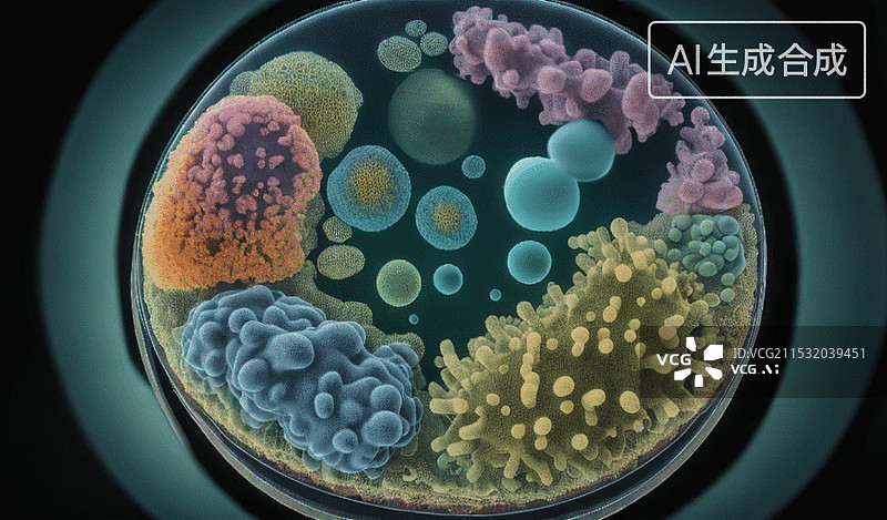 【AI数字艺术】培养皿中的微生物世界图片素材