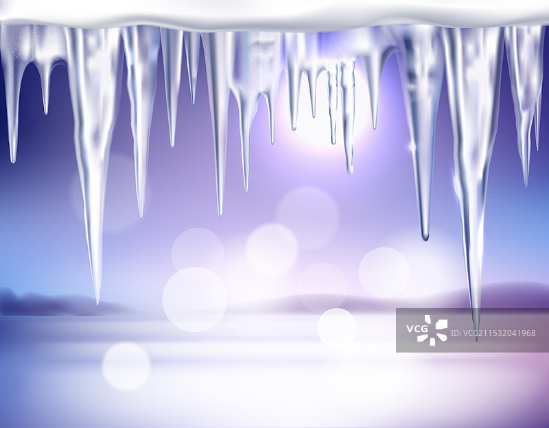 冬季逼真的背景与冰柱图片素材