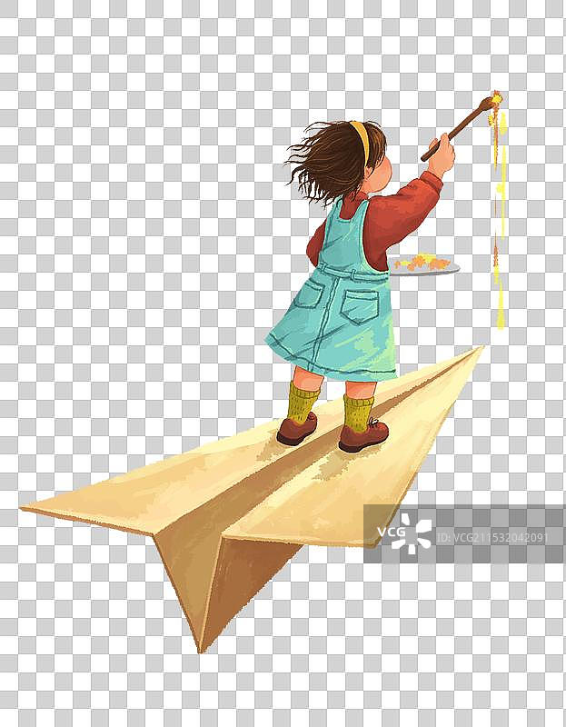 纸飞机上画画的儿童2图片素材