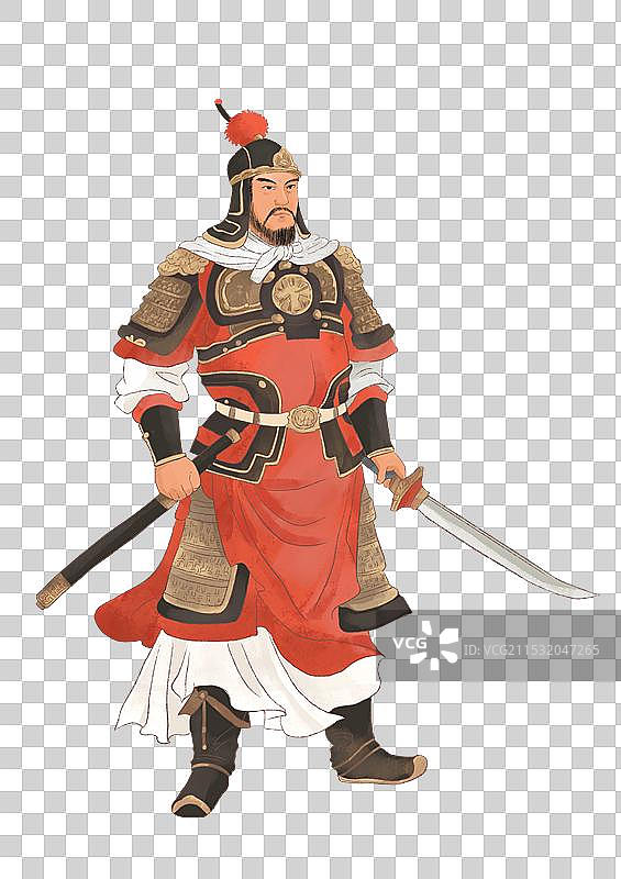 古代名人将军水彩插画图片素材