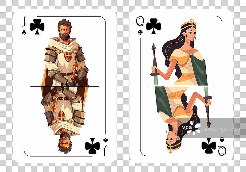 梅花皇后和梅花杰克的原版扑克牌图片素材