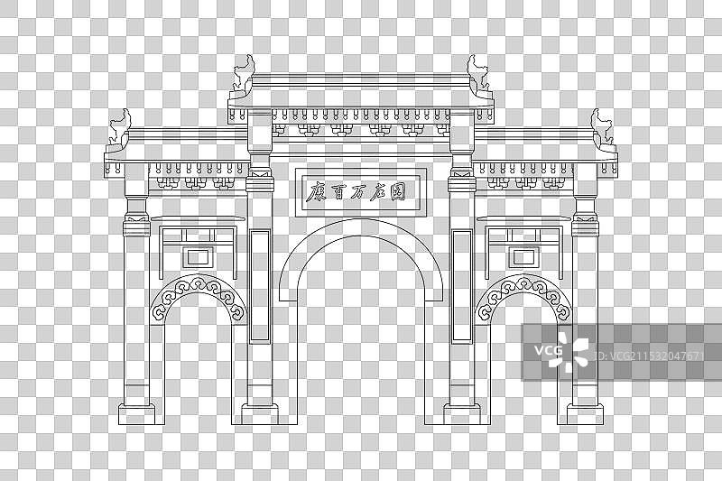 河南郑州康百万庄园线稿图片素材