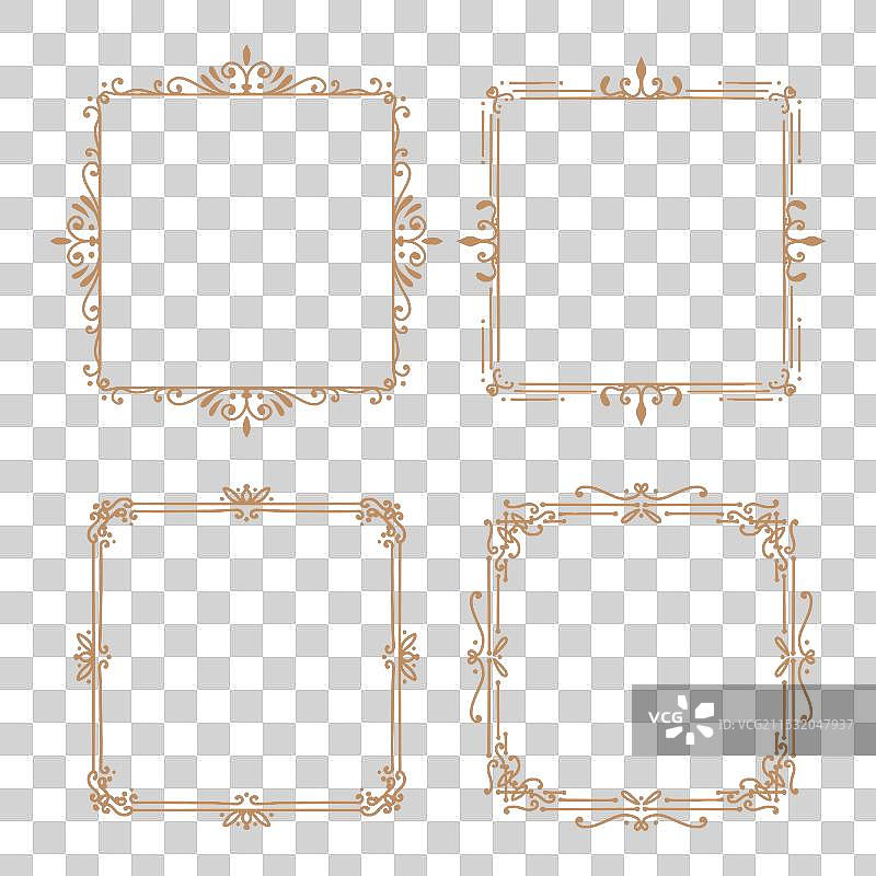 优雅的艺术装饰边框系列华丽方形图片素材