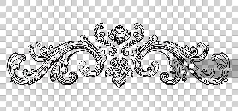 孤立的华丽复古雕刻元素图片素材