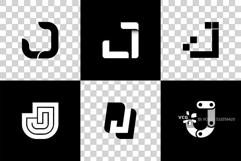 字母J的字体和标志设计图片素材