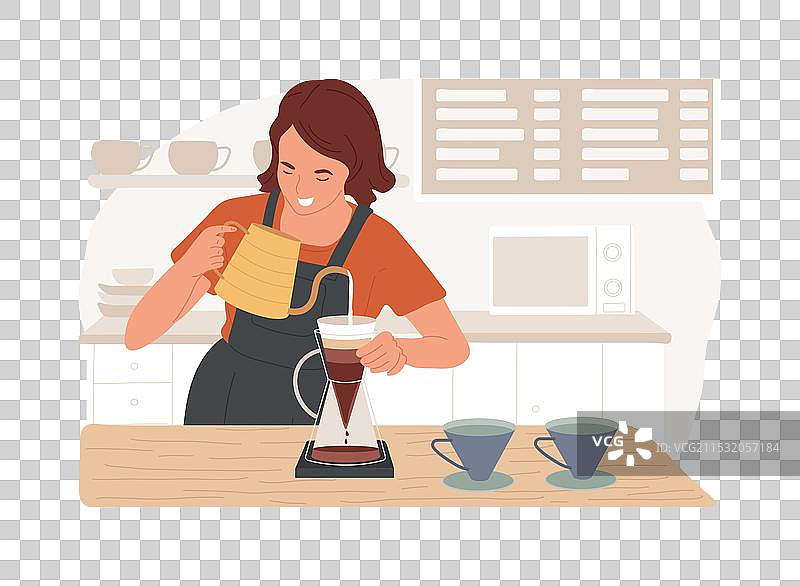 pour-over coffee isolated cartoon图片素材
