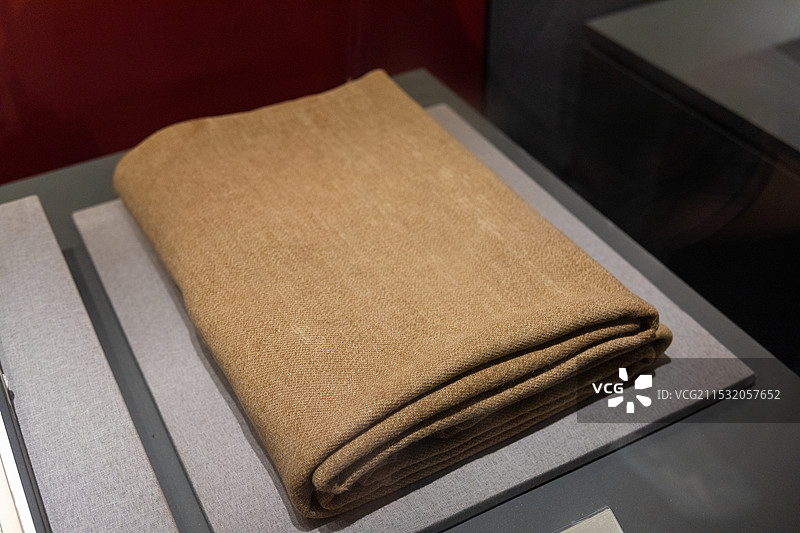 山西烽火抗战博物馆八路军使用过的毛毯图片素材