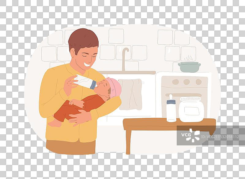 喂养婴儿的孤立卡通图像图片素材