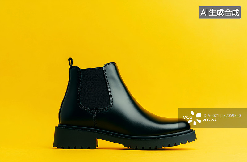 【AI数字艺术】男士黑色皮靴：时尚与舒适的完美结合图片素材