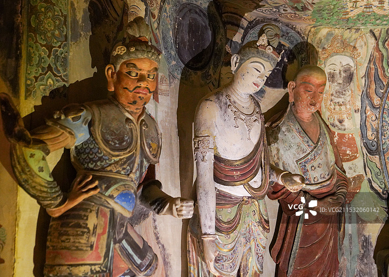 上海 中华艺术宫 何以敦煌 敦煌艺术大展 第45窟 复制窟 精美塑像馆图片素材