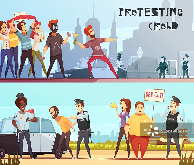 抗议人群横幅图片素材