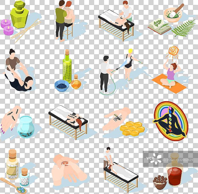 替代医学等距图标图片素材