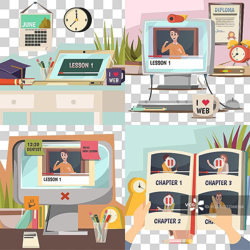 在线教育 2x2 设计概念图片素材