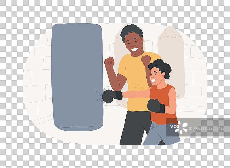 孤立的拳击教练卡通形象图片素材