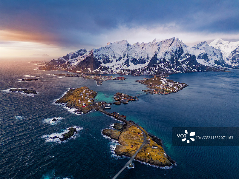 航拍挪威罗弗敦群岛图片素材