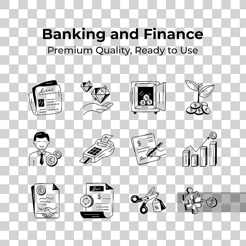 现代风格的银行和金融图标包图片素材