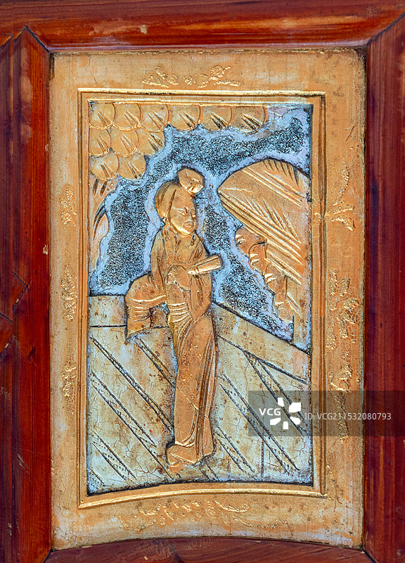 传统文化，明清家具装饰图案，西厢记人物图片素材