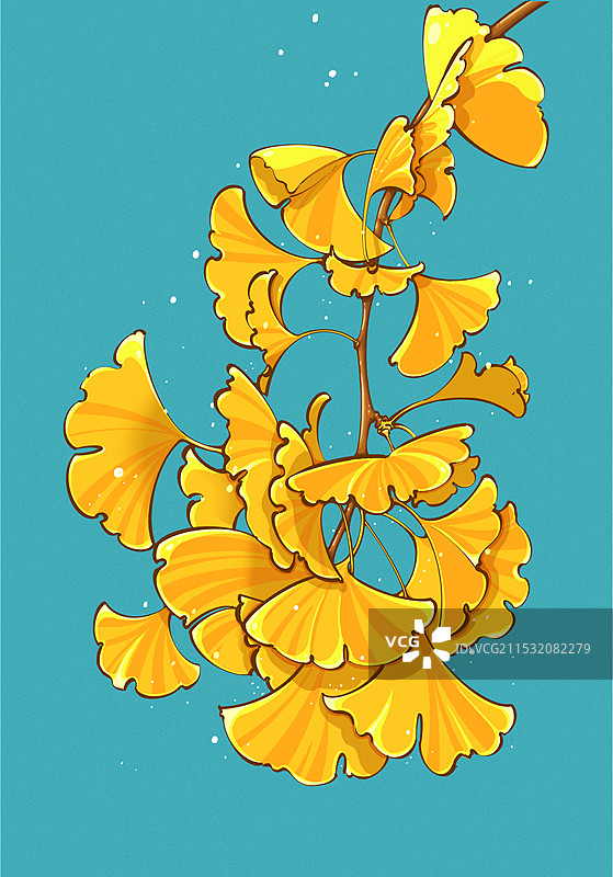 一枝黄色的银杏叶图片素材