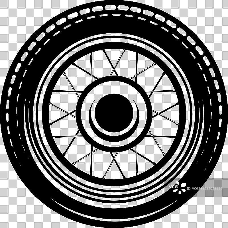 黑白轮子孤立在白色背景上图片素材