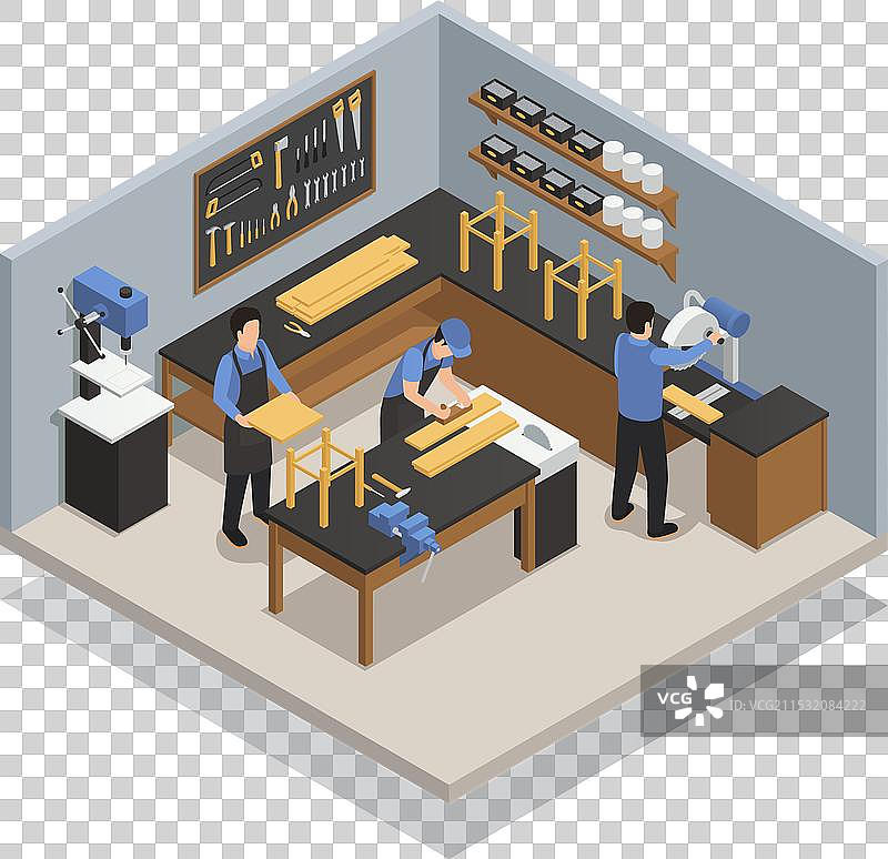 工匠人物等距构图图片素材